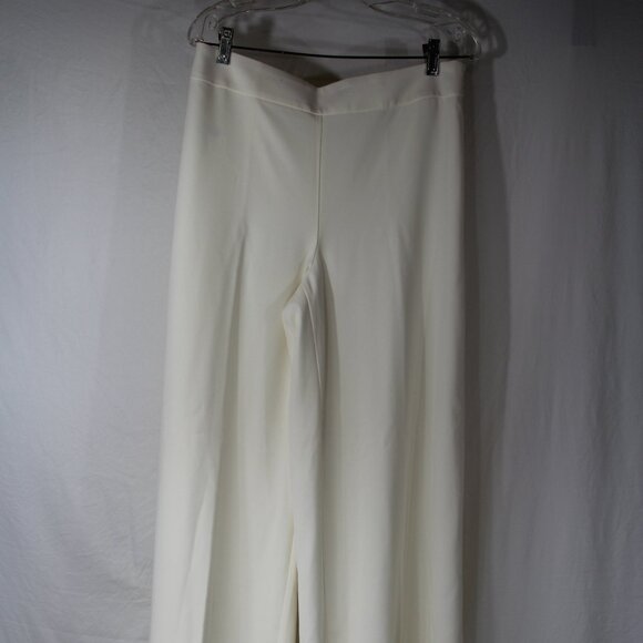 Ann Taylor Pants - Ann Taylor Women's Cream Wide Leg Pants Size 8 Side Zip Trousers Business Casual